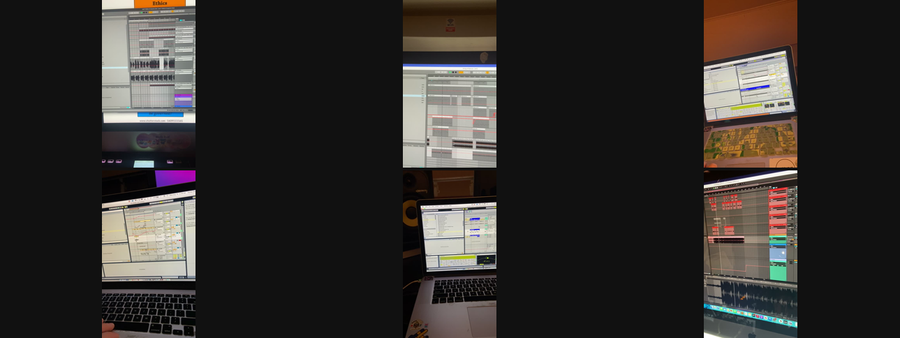 Six saved frames from the album, several with an Ableton title bar in shot.